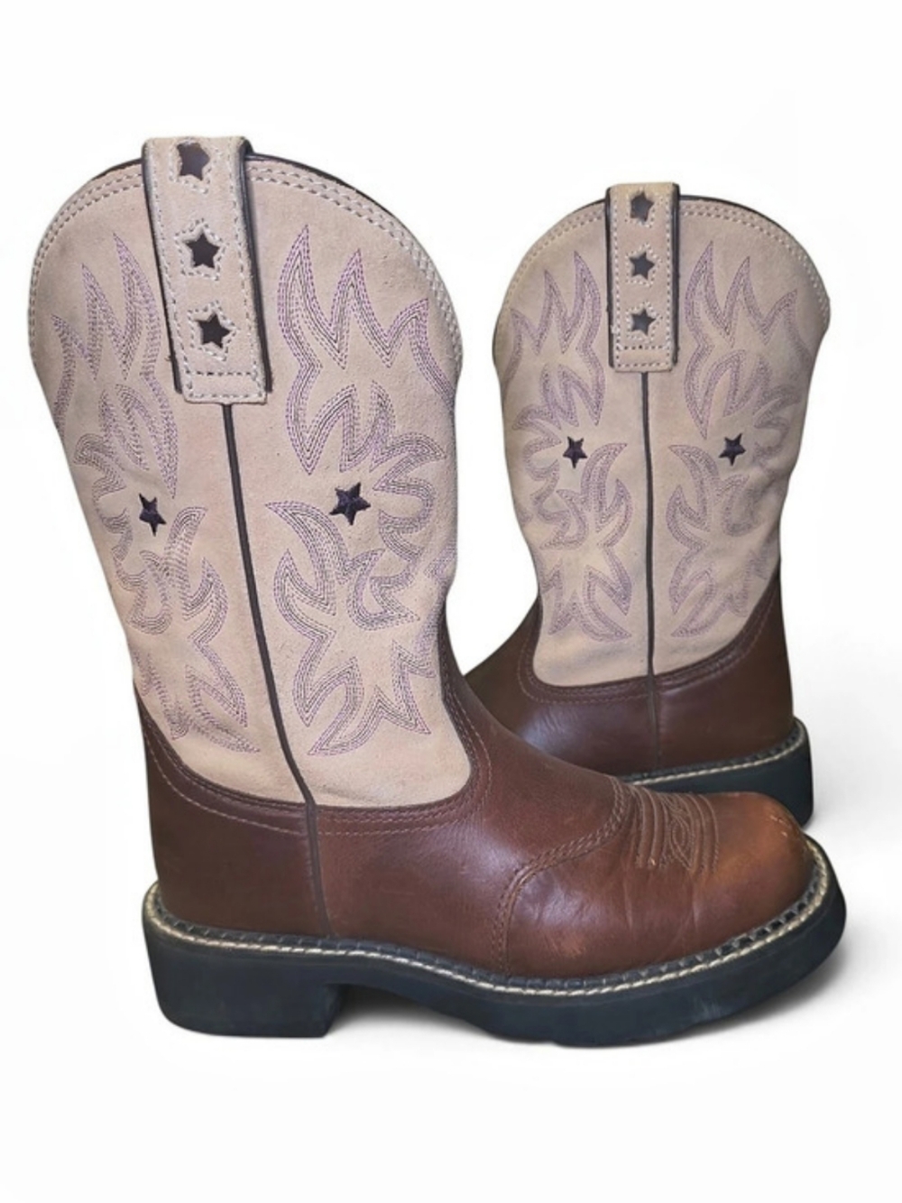 Ariat Fatbaby Heritage Star Western Boots Brown Leather Suede Size 7B 10010922